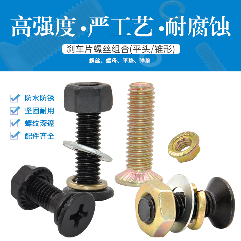 货车刹车片铆钉螺丝斯太尔J6153天龙适用优质螺纹10mm8mm平头防水