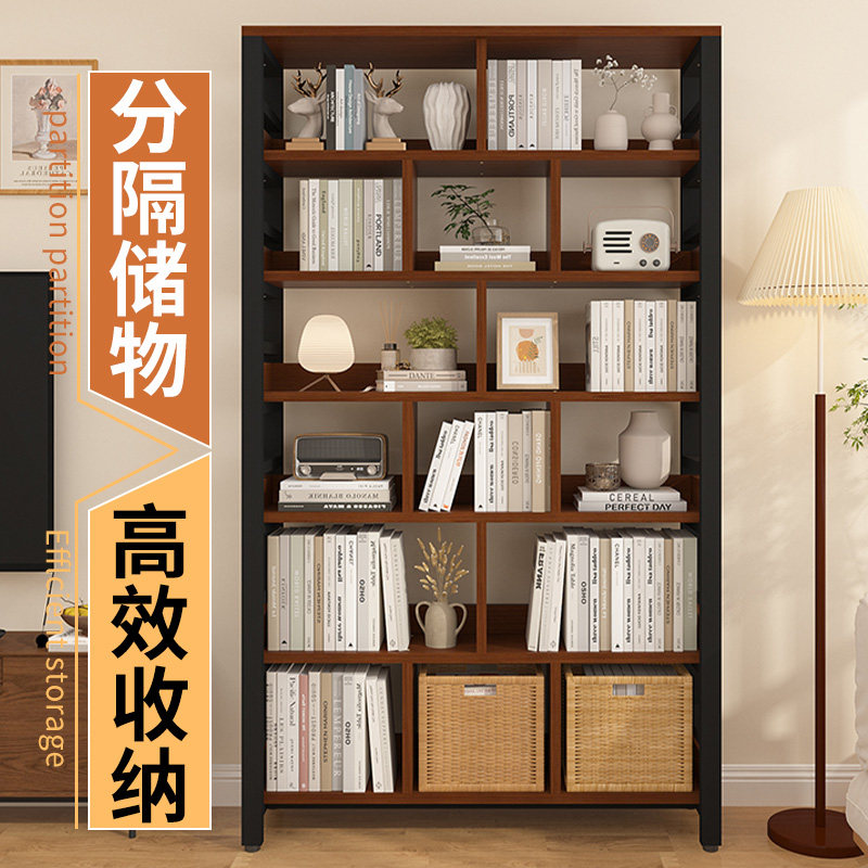 家用钢制书架极简柜子置物架简易绘本书柜家庭置物架阳台落地钢架