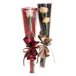 单支花束包装袋多支玫瑰花透明鲜花包花束纸花艺手工diy材料摆摊