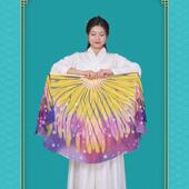 十八焕蝶舞蹈扇子梦蝶飞舞双面真丝黄紫渐变群舞古典秧歌演出绸扇