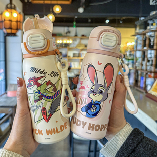 迪士尼儿童保温杯学生上学专用2025新款男女孩疯狂动物城吸管杯子