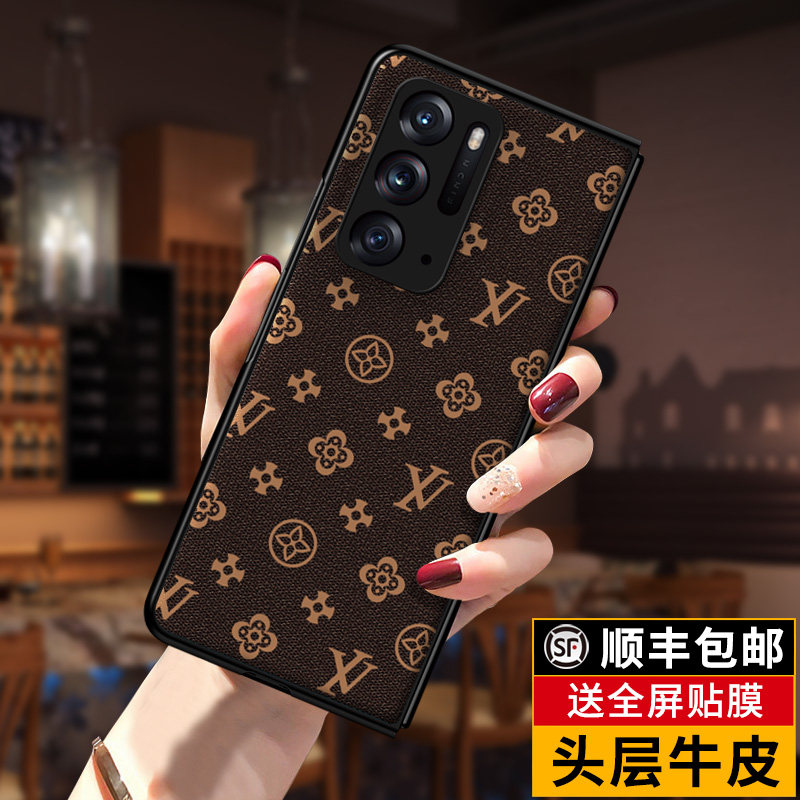 oppofindn牛皮奢华手机壳送膜