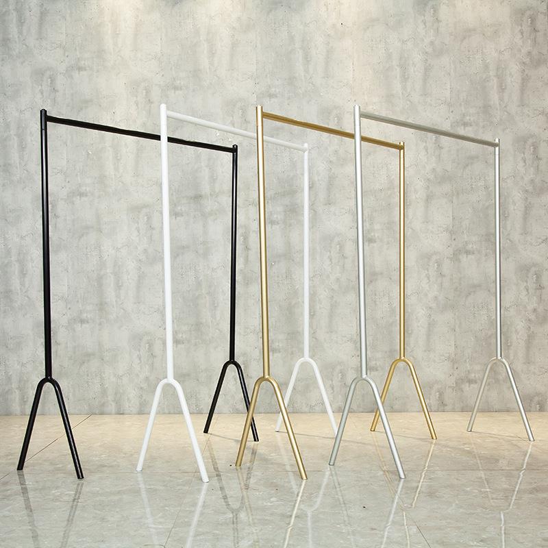 服装店展示架晾凉晒衣落地式挂衣架落地龙门架童装挂衣杆架金色