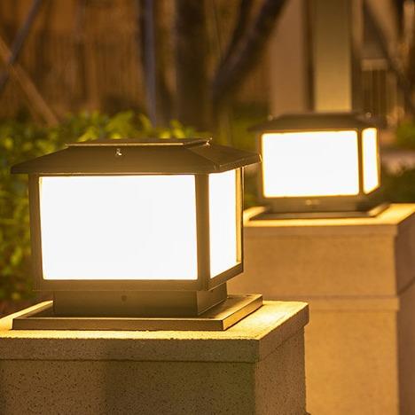 品业太阳围能柱头灯户外防水花园墙灯现代简约别墅庭院大门柱子灯