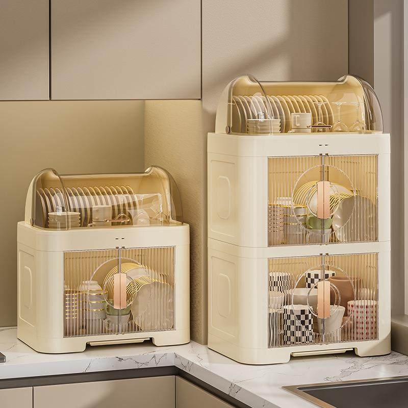 家用厨房碗可沥水带盖双架层餐具碗柜多功能塑料碗筷收纳盒置物架,厨房/烹饪用具,碗架,淘宝优惠券,粉丝福利购,淘宝优惠卷