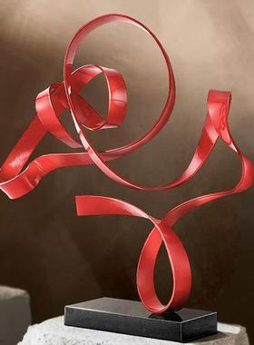 简约轻奢艺术飘带摆件板房装饰创意家样居电视柜玄关搭配软装饰品