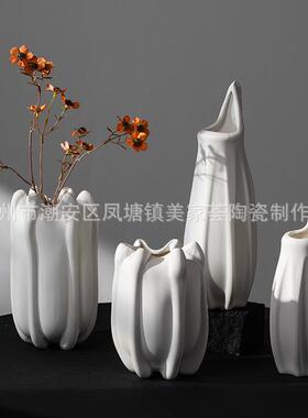 美家荟简中古陶瓷花瓶摆件in极s玄关客厅水培插花高级感软装饰品