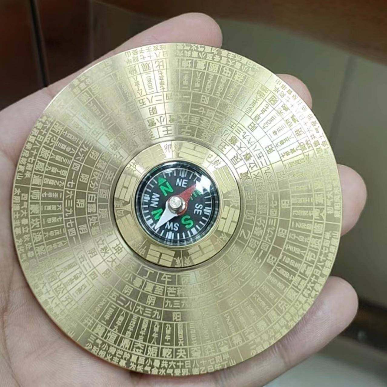 铜实心新款罗盘转转手把件纯随身把玩八卦盘客厅摆件双面螺旋铜件,家居饰品,装饰摆件,淘宝优惠券,粉丝福利购,淘宝优惠卷