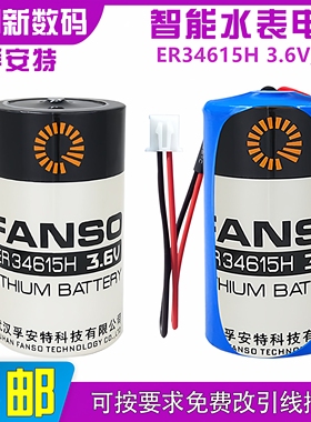武汉孚安特ER34615H智能水表电池3.6V容量型流量计表锂电池1号D型