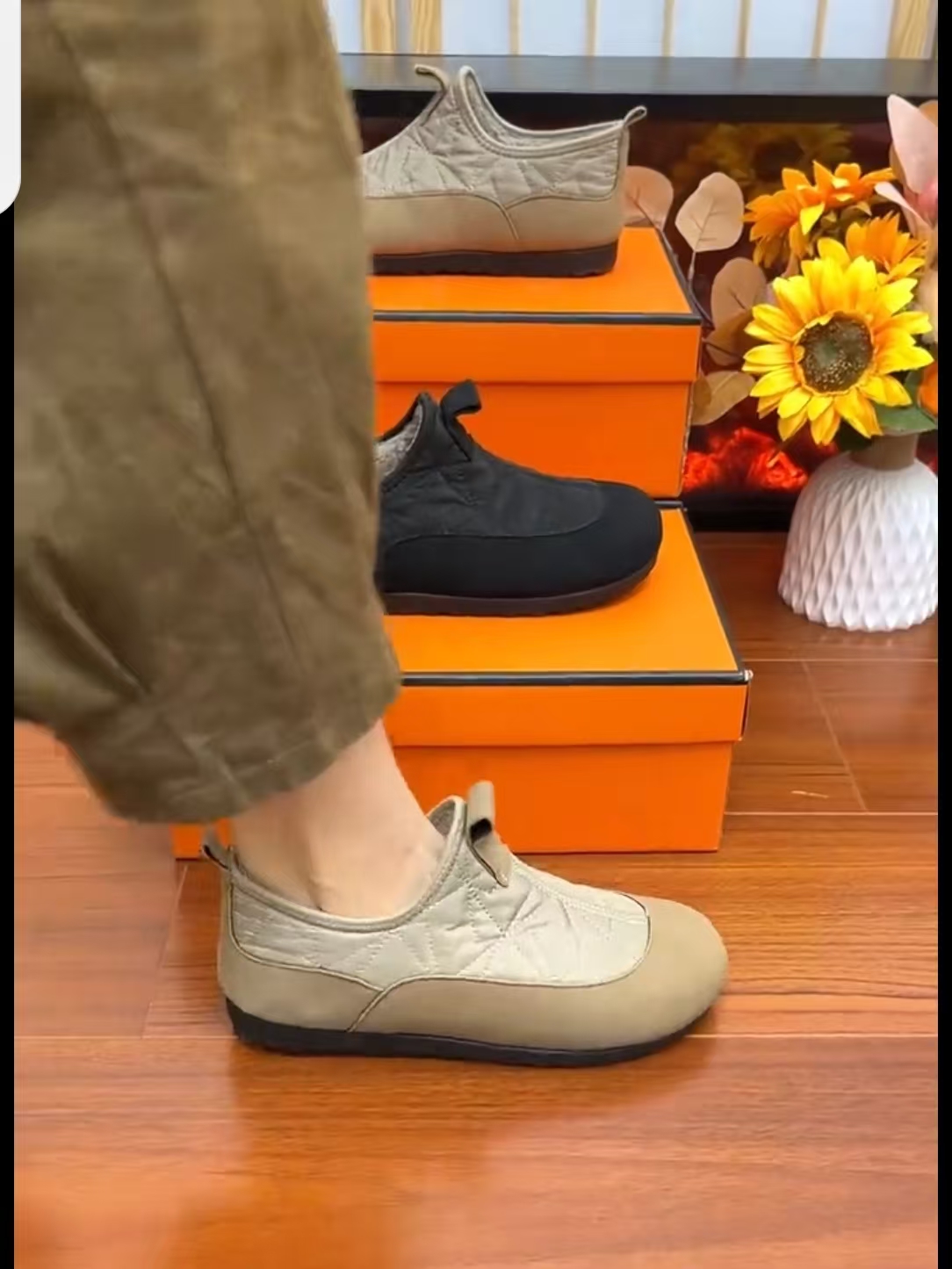 2025新款老北京棉鞋女冬季加绒防滑一脚蹬保暖妈妈棉靴加厚雪地靴