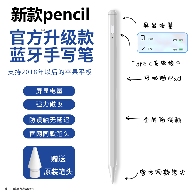 云核电容笔适用于苹果apple pencil触控笔ipad pencil手写笔一代二代ipencil2代ipad平板触屏笔平替防误触