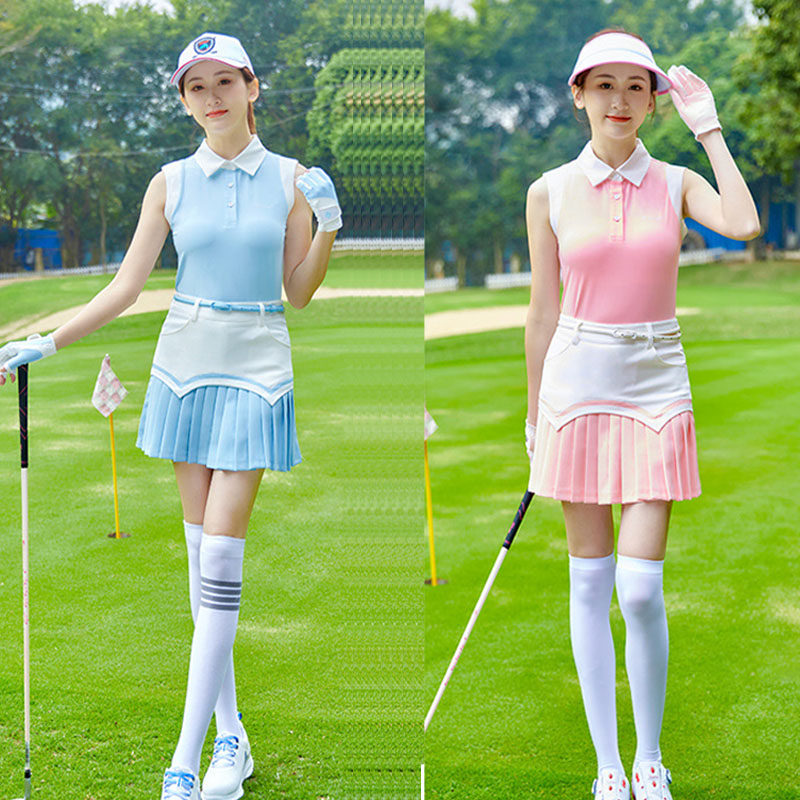 TTYGJ夏季新品高尔夫女士衣服无袖上衣T恤弹力速干翻领休闲服装