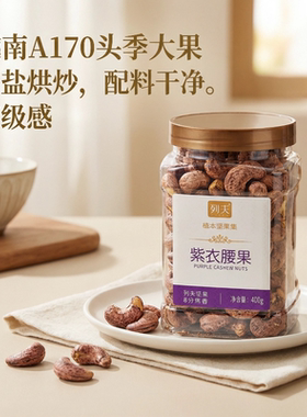 列夫坚果A170紫衣腰果400g晚熟大果淡盐味越南头季果年货零食罐装