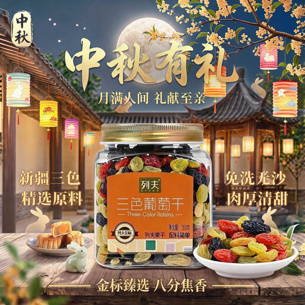 新疆三色葡萄干混合绿葡萄干红葡萄干黑加仑混合水果干罐装300g