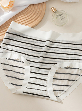 大码内裤女胖mm200斤网纱中腰可爱纯欲风舒适薄款无痕透气三角裤