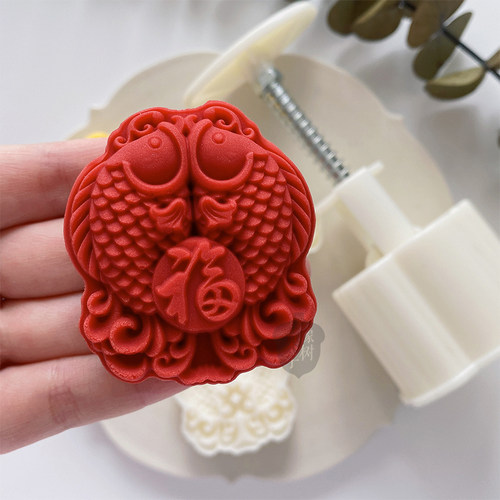 家用冰皮年年有余月饼模具