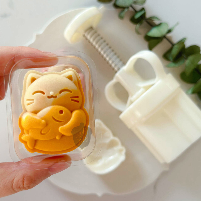 锦鲤招财猫中秋节绿豆糕月饼模具