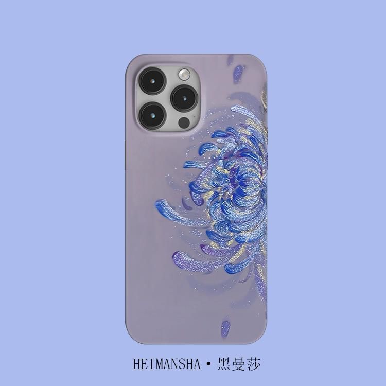 鎏金蓝菊手机壳新中式适用艺术苹果16pro绘画华为pura80不撞款iPhone15Promax情侣小米14/vivo周边OPPO/13/12