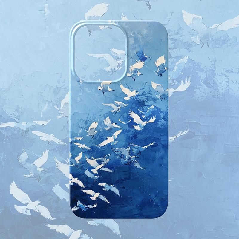 油画手机壳鸽子适用文艺苹果16pro蓝色iPhone15Promax/vivo/oppo华为小米14荣耀13/12/11/X/10/XS/XR/8/7/6S/