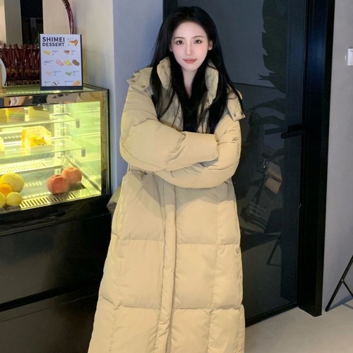 90白鸭绒超长款羽绒服外套