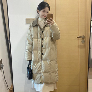 宽松百搭过膝加厚外套 新款 设计小众韩版 显瘦羽绒棉服女2025秋冬季