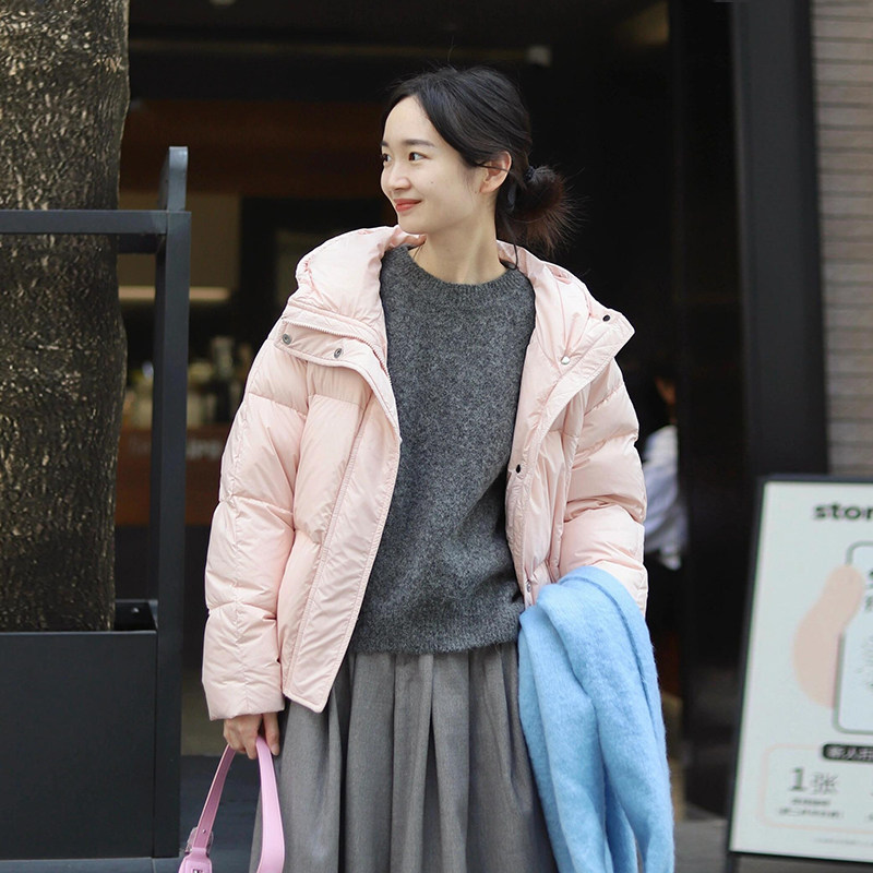 纯色立领短款加厚羽绒棉服