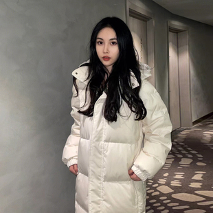 宽松显瘦连帽羽绒棉服潮 新款 明星同款 中戏过膝外套女加厚2025冬季