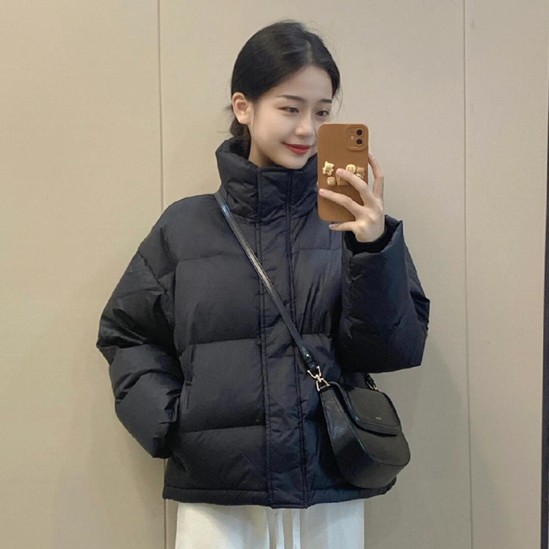 90白鸭绒短款立领羽绒服外套