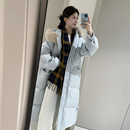 韩版 新中式 新款 中国结90白鸭绒羽绒服女长款 显瘦大毛领外套潮 冬季