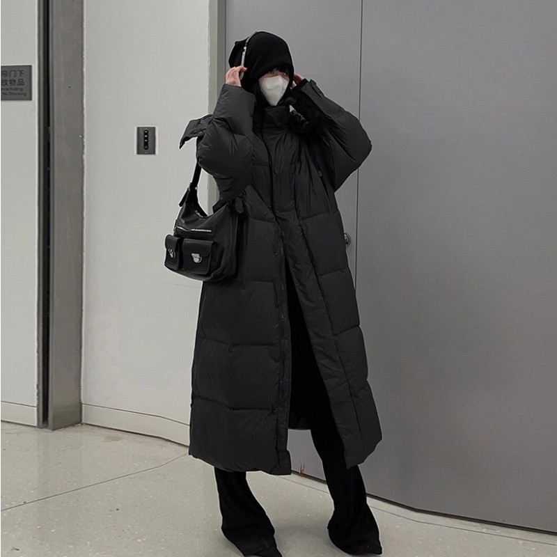 90白鸭绒长款羽绒服外套