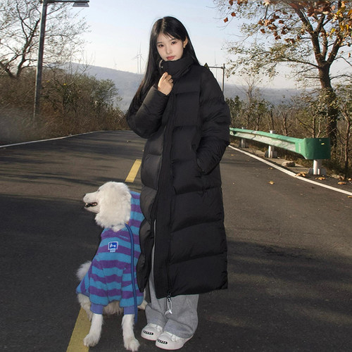 长款过膝90白鸭绒羽绒服外套