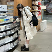 过膝宽松韩版 白鸭绒羽绒服女2025冬季 新款 显瘦小众设计感保暖外套