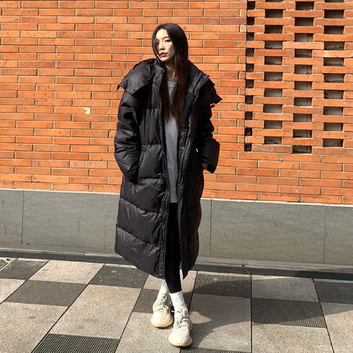 90白鸭绒过膝长款羽绒服