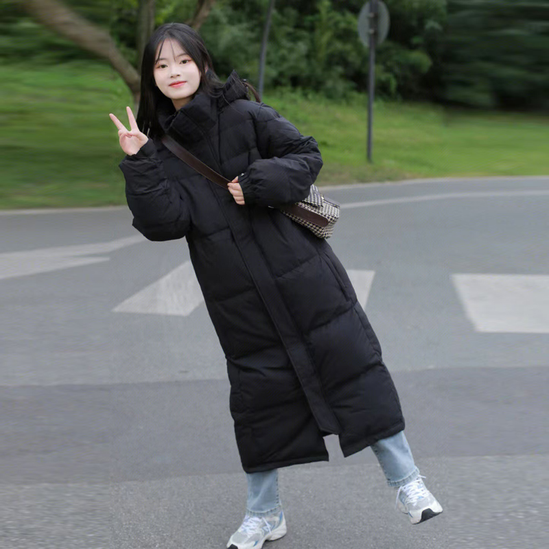 90白鸭绒羽绒服长款过膝保暖外套
