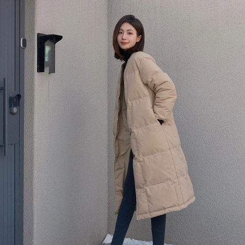 90白鸭绒长款羽绒服外套