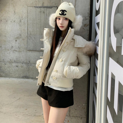 显瘦显高羊羔毛短款羽绒棉服外套
