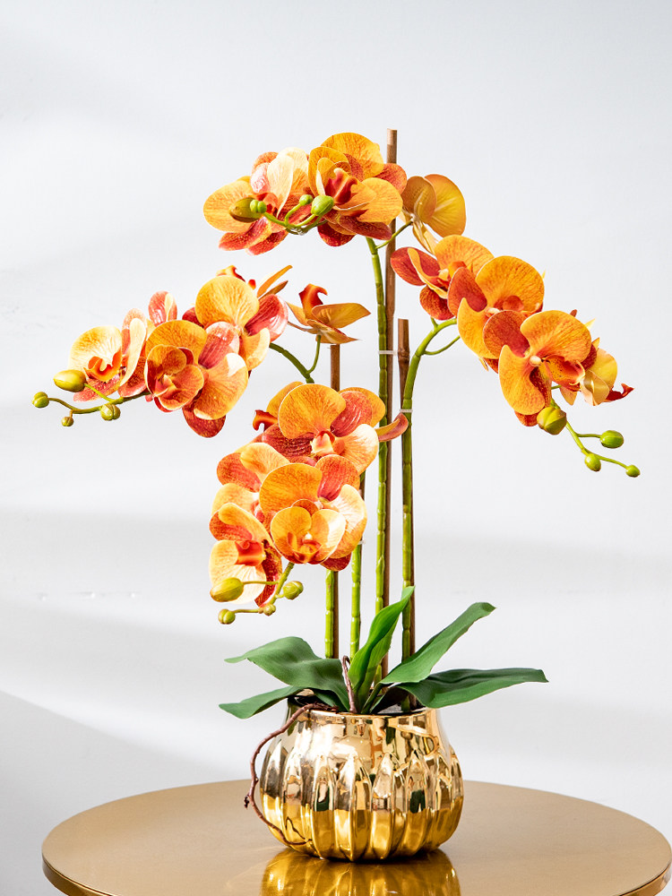 轻奢北欧风蝴蝶兰彷真花套装假花摆件客厅花艺装饰花餐桌花摆放