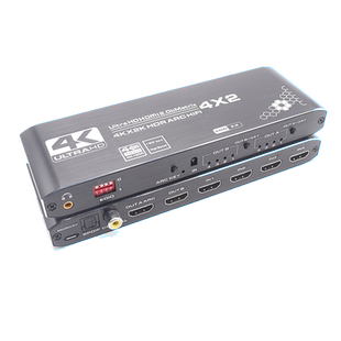 hdmi矩阵分配器4进2出切换器HDMI音频分离器4K四进二出高清3D拓展视频4k@60hzEDID音频分离器支持光纤AUX输出
