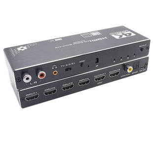 4K分屏矩阵HDMI四进二出2.0版4K60hz高清切换器HDMI音频分离器4进2出分配 ARC同轴光纤3.5mm接音响功放回音壁