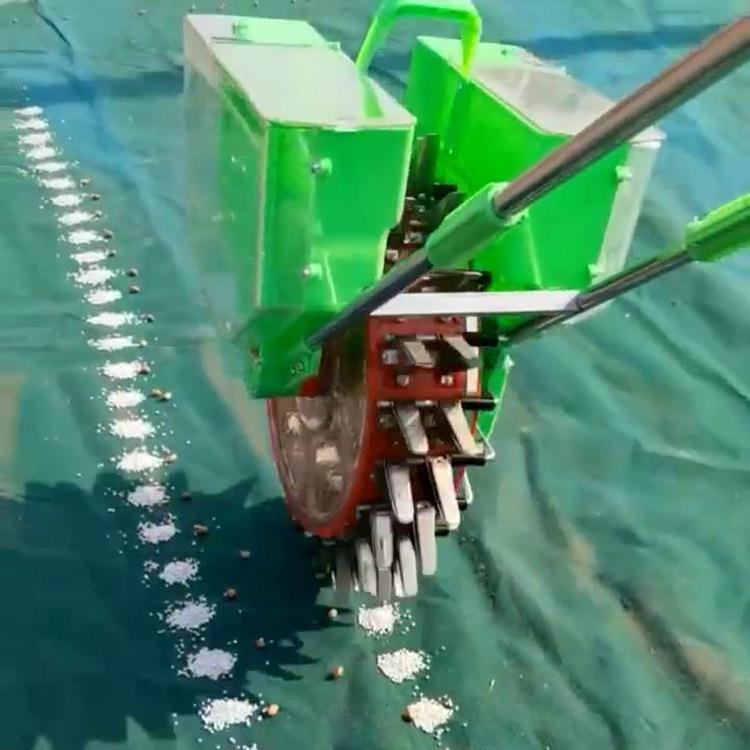 手推双嘴播种机花生大豆谷物高粱白菜施肥播种一体机蔬菜点播器