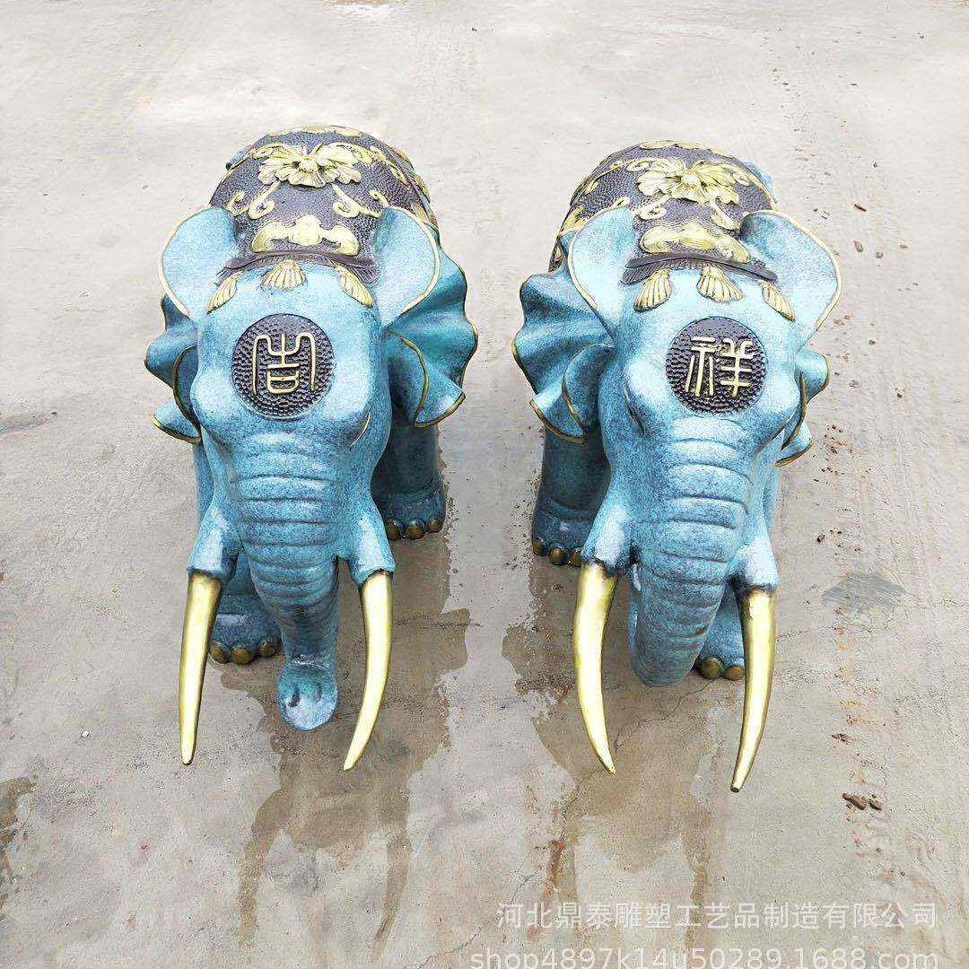 纯铜精工大小号大象一对象葫芦如意大象福禄铜象家居风水工艺品