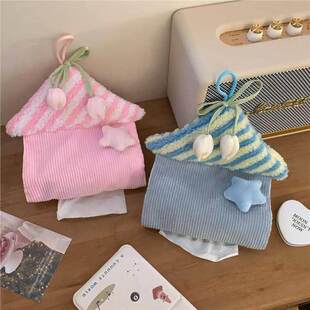 创意悬挂式小房子纸巾袋可爱布艺纸巾盒卫生间抽纸袋车载纸巾挂袋