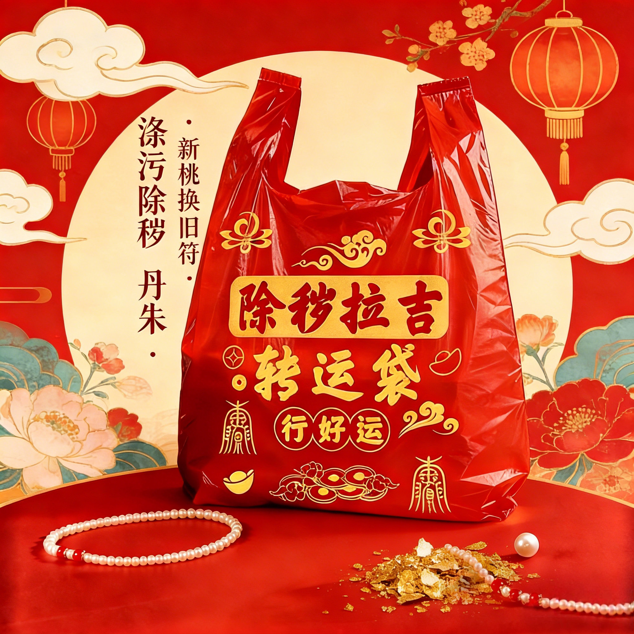 手提红色加厚大号塑料袋除秽拉吉转运袋旧衣服打包袋新年礼品袋子