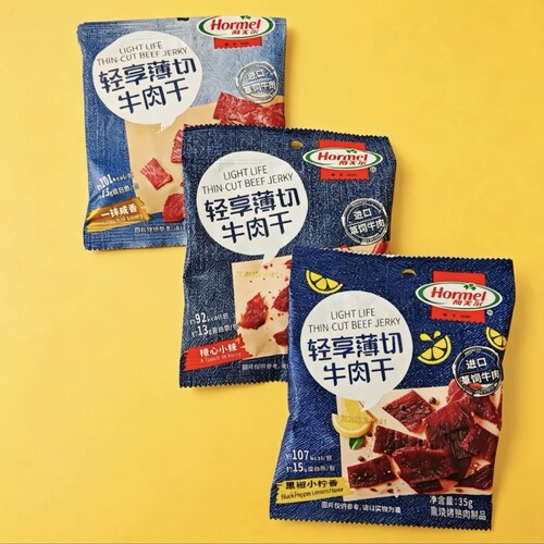 荷美尔Hormel轻享薄切牛肉干咸香小辣黑椒小柠香轻食零食牛肉片