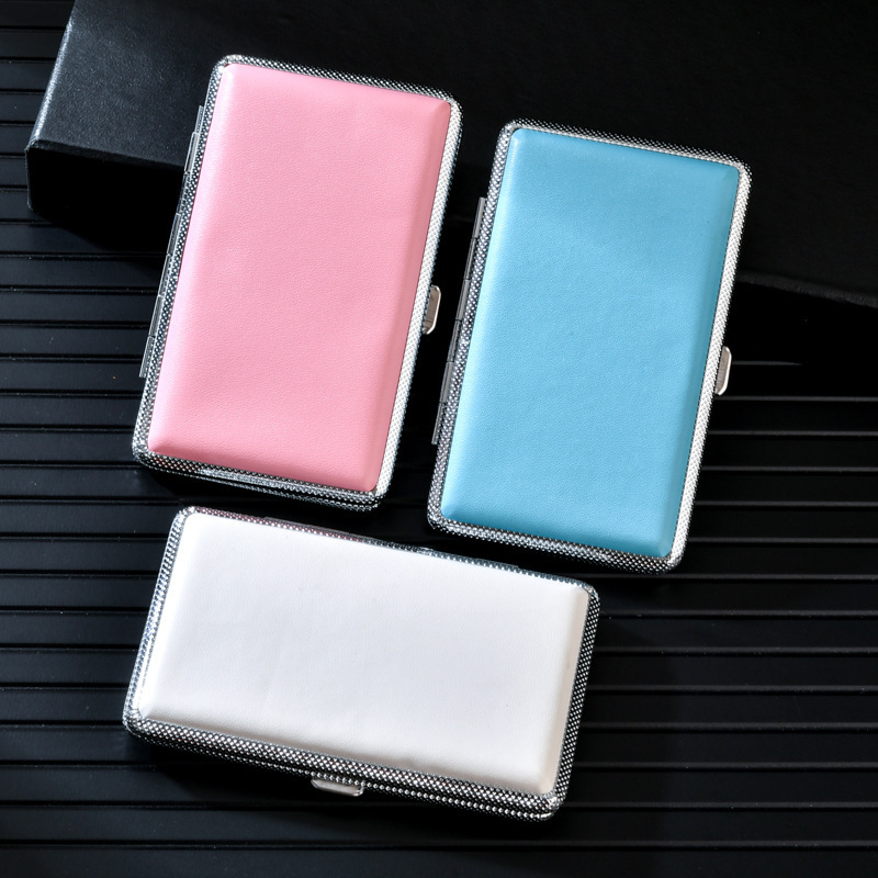 皮纹烟盒新款韩版粗中细通用烟盒超薄防潮耐压细支装20支烟盒