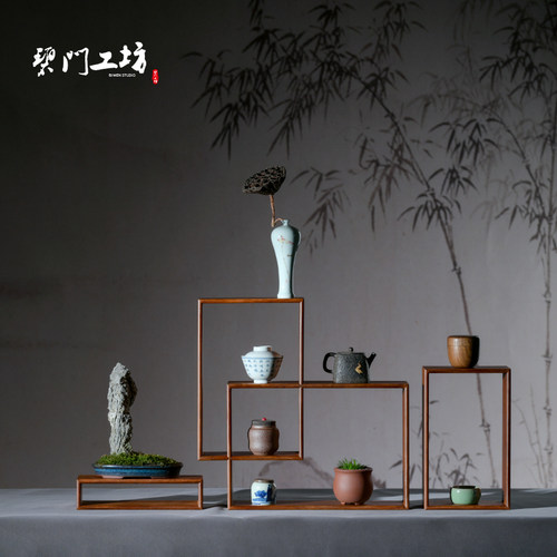 碧门工坊竹制多宝阁小摆件茶具