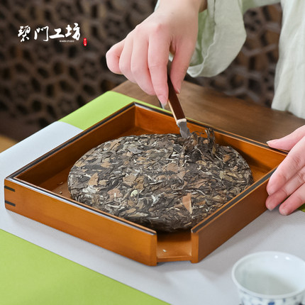 碧门工坊竹制分茶盘普洱茶饼开茶盒赏茶盘茶叶分装盘撬茶盒评茶盘