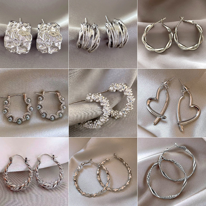 冷淡风银色耳环女2026年新款小众设计高级感耳坠气质圆圈耳钉耳饰,饰品/流行首饰/时尚饰品新,耳钉,淘宝优惠券,粉丝福利购,淘宝优惠卷