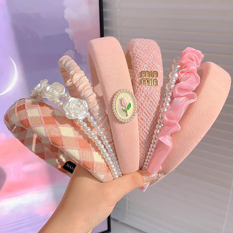 雅硕粉色发箍高颅顶洗脸发箍头饰