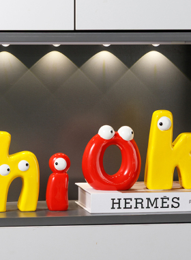 OK-hi字母摆件玄关客厅电视鞋柜装饰书架卧室治愈情绪餐边柜艺术